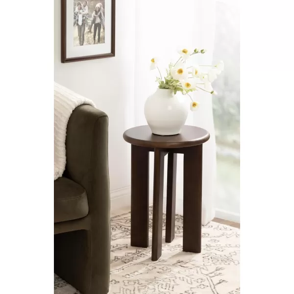 Kate and Laurel Seebeck Modern Wooden Round Side Table 14 x 14 x 20 Black Transitional Wood End Table for Use as Bedroom Nightstand or Living Room Accent TableDark Brown