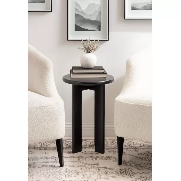 Kate and Laurel Seebeck Modern Wooden Round Side Table 14 x 14 x 20 Black Transitional Wood End Table for Use as Bedroom Nightstand or Living Room Accent TableBlack