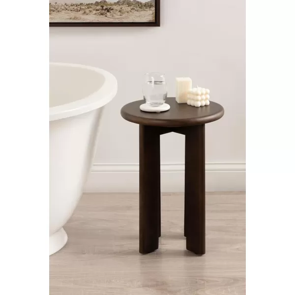 Kate and Laurel Seebeck Modern Wooden Round Side Table 14 x 14 x 20 Black Transitional Wood End Table for Use as Bedroom Nightstand or Living Room Accent TableDark Brown