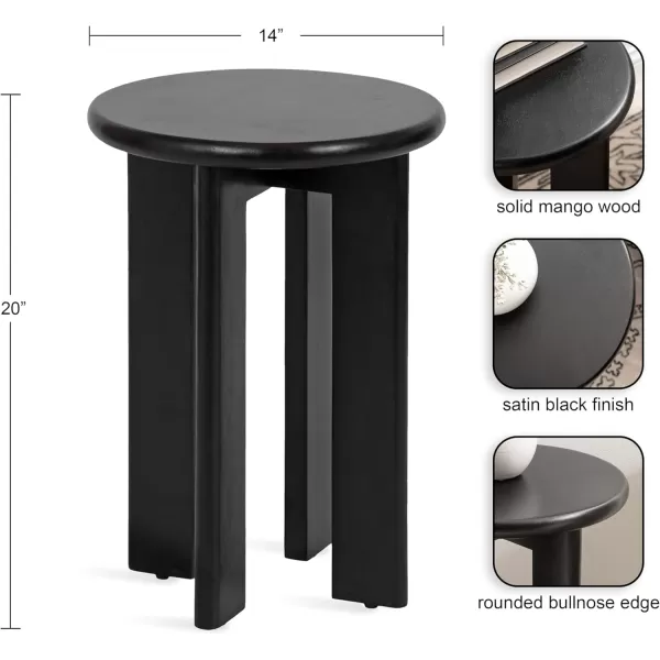 Kate and Laurel Seebeck Modern Wooden Round Side Table 14 x 14 x 20 Black Transitional Wood End Table for Use as Bedroom Nightstand or Living Room Accent TableBlack