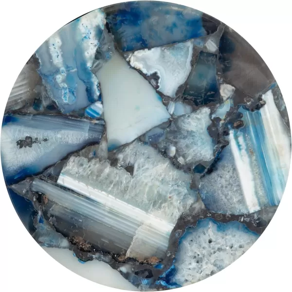 Kate and Laurel Sitara Modern Coastal Round Drink Table 8 x 8 x 23 Blue Agate and Silver Unique Circle Stone Mini Table for Use as Bathroom Accent Table or Pedestal Martini TablSilver