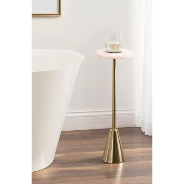 Kate and Laurel Sitara Modern Coastal Round Drink Table 8 x 8 x 23 Blue Agate and Silver Unique Circle Stone Mini Table for Use as Bathroom Accent Table or Pedestal Martini TablGold