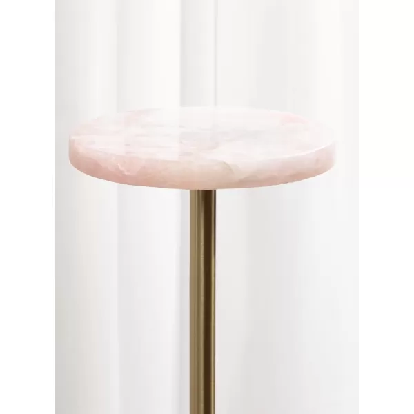Kate and Laurel Sitara Modern Coastal Round Drink Table 8 x 8 x 23 Blue Agate and Silver Unique Circle Stone Mini Table for Use as Bathroom Accent Table or Pedestal Martini TablGold
