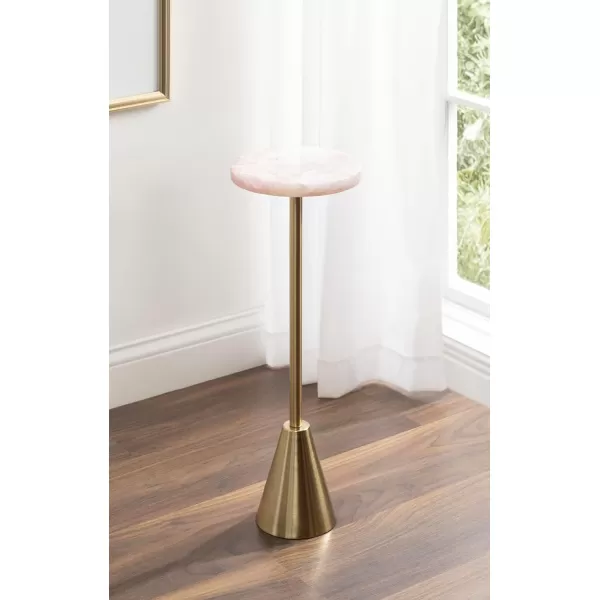 Kate and Laurel Sitara Modern Coastal Round Drink Table 8 x 8 x 23 Blue Agate and Silver Unique Circle Stone Mini Table for Use as Bathroom Accent Table or Pedestal Martini TablGold