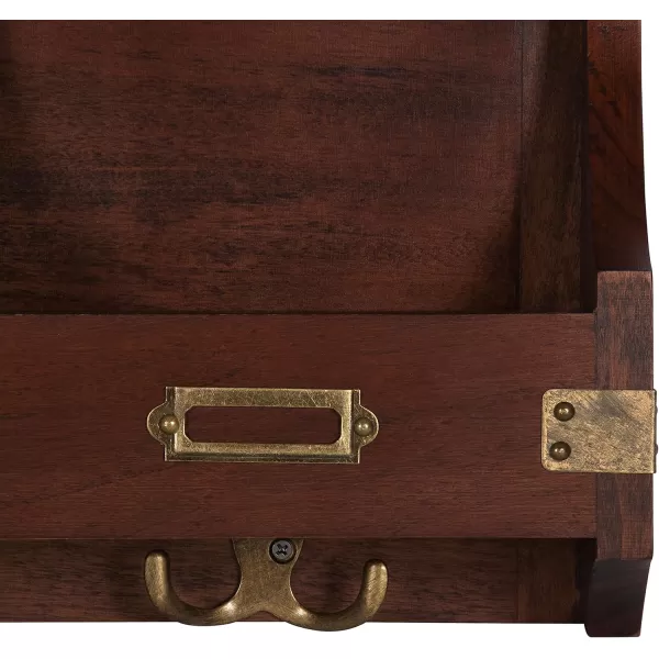 Kate and Laurel Stallard Decorative Wood Home Wall Organizer Mirror with Pockets and Key Hooks WhiteWalnut Brown