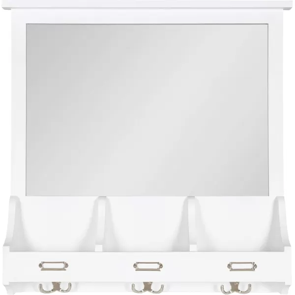 Kate and Laurel Stallard Decorative Wood Home Wall Organizer Mirror with Pockets and Key Hooks WhiteWhite