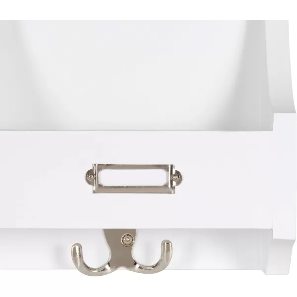 Kate and Laurel Stallard Decorative Wood Home Wall Organizer Mirror with Pockets and Key Hooks WhiteWhite