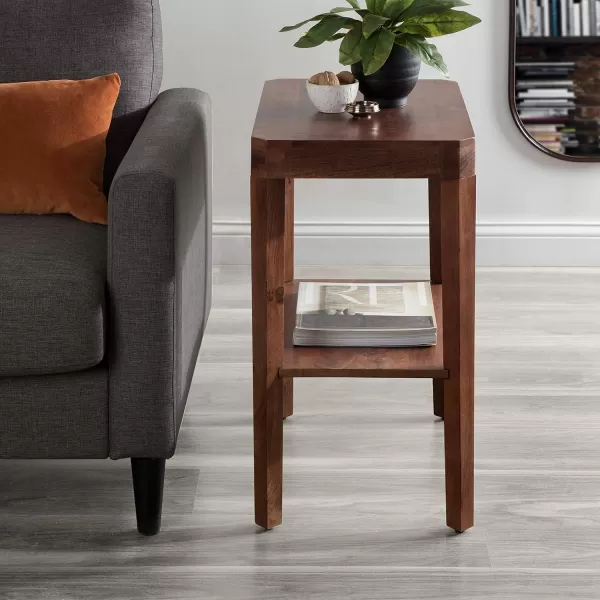 Kate and Laurel Talcott Modern Rectangle Wood Side Table 22 x 14 x 26 Dark Brown Transitional Decorative TwoTier End Table for Use as a Bedroom Nightstand or Living Room AccentWalnut Brown