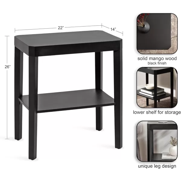 Kate and Laurel Talcott Modern Rectangle Wood Side Table 22 x 14 x 26 Dark Brown Transitional Decorative TwoTier End Table for Use as a Bedroom Nightstand or Living Room AccentBlack