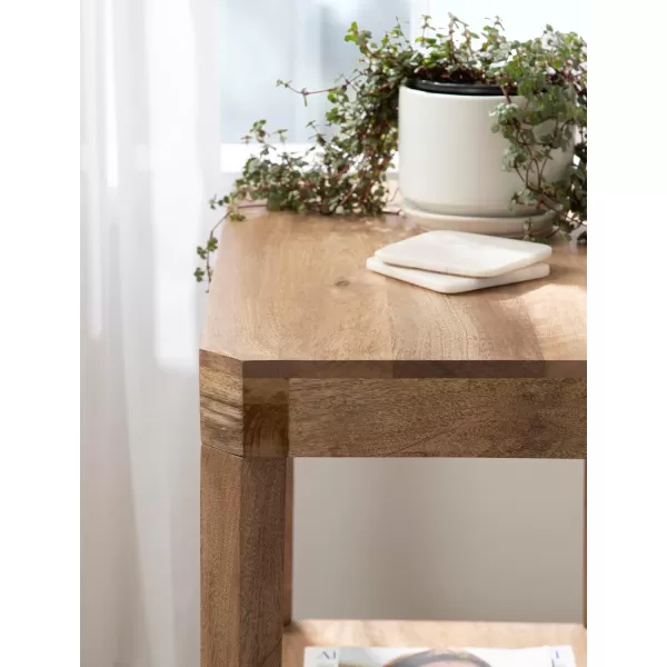 Kate and Laurel Talcott Modern Rectangle Wood Side Table 22 x 14 x 26 Dark Brown Transitional Decorative TwoTier End Table for Use as a Bedroom Nightstand or Living Room AccentNatural