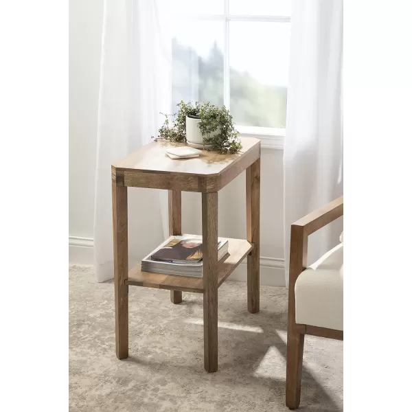 Kate and Laurel Talcott Modern Rectangle Wood Side Table 22 x 14 x 26 Dark Brown Transitional Decorative TwoTier End Table for Use as a Bedroom Nightstand or Living Room AccentNatural