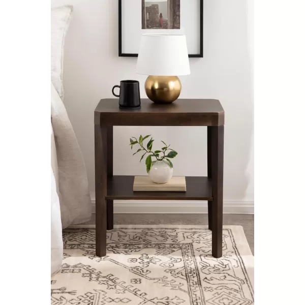 Kate and Laurel Talcott Modern Rectangle Wood Side Table 22 x 14 x 26 Dark Brown Transitional Decorative TwoTier End Table for Use as a Bedroom Nightstand or Living Room AccentBrown