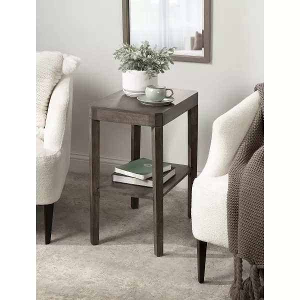 Kate and Laurel Talcott Modern Rectangle Wood Side Table 22 x 14 x 26 Dark Brown Transitional Decorative TwoTier End Table for Use as a Bedroom Nightstand or Living Room AccentGrey