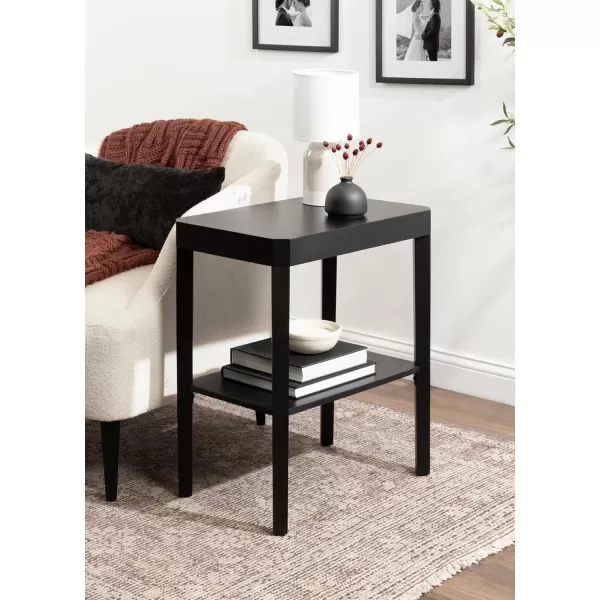 Kate and Laurel Talcott Modern Rectangle Wood Side Table 22 x 14 x 26 Dark Brown Transitional Decorative TwoTier End Table for Use as a Bedroom Nightstand or Living Room AccentBlack