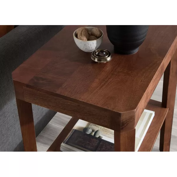 Kate and Laurel Talcott Modern Rectangle Wood Side Table 22 x 14 x 26 Dark Brown Transitional Decorative TwoTier End Table for Use as a Bedroom Nightstand or Living Room AccentWalnut Brown