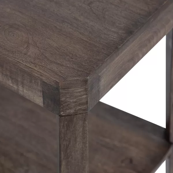Kate and Laurel Talcott Modern Rectangle Wood Side Table 22 x 14 x 26 Dark Brown Transitional Decorative TwoTier End Table for Use as a Bedroom Nightstand or Living Room AccentGrey