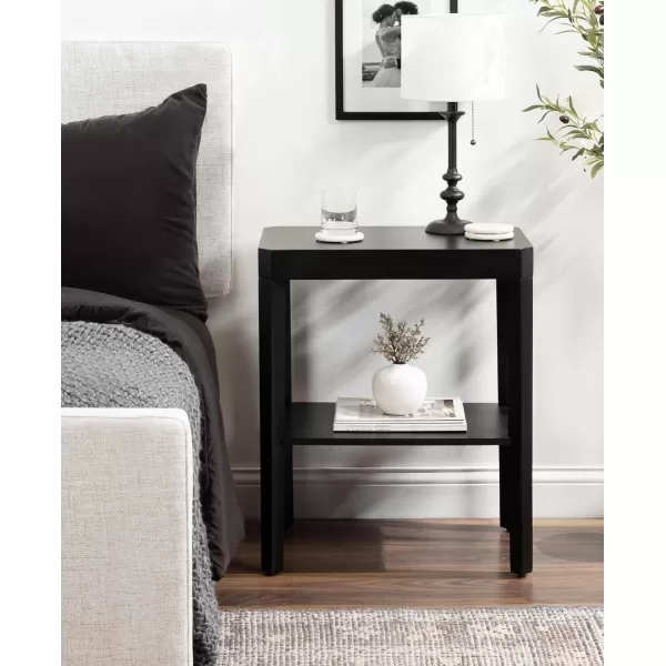 Kate and Laurel Talcott Modern Rectangle Wood Side Table 22 x 14 x 26 Dark Brown Transitional Decorative TwoTier End Table for Use as a Bedroom Nightstand or Living Room AccentBlack