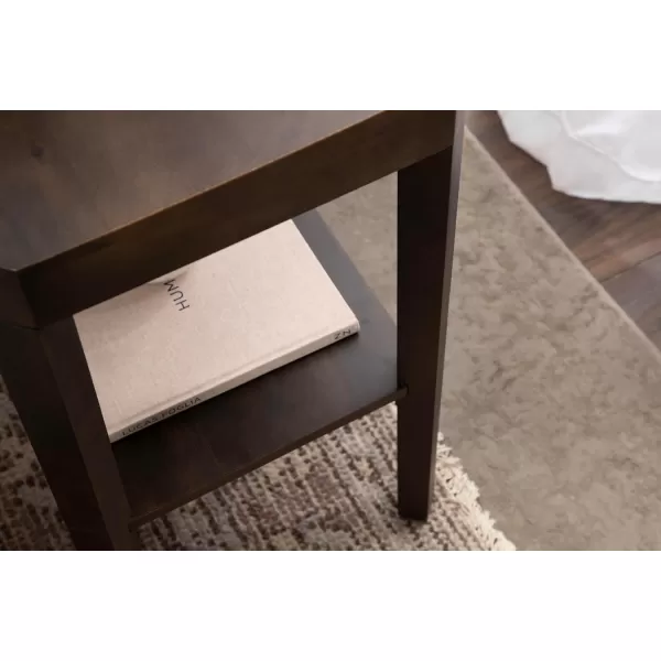Kate and Laurel Talcott Modern Rectangle Wood Side Table 22 x 14 x 26 Dark Brown Transitional Decorative TwoTier End Table for Use as a Bedroom Nightstand or Living Room AccentBrown