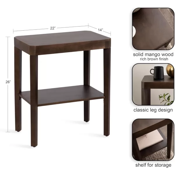 Kate and Laurel Talcott Modern Rectangle Wood Side Table 22 x 14 x 26 Dark Brown Transitional Decorative TwoTier End Table for Use as a Bedroom Nightstand or Living Room AccentBrown