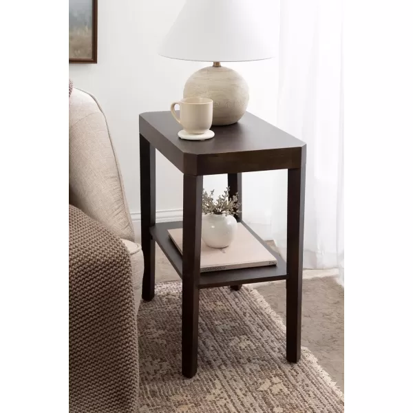 Kate and Laurel Talcott Modern Rectangle Wood Side Table 22 x 14 x 26 Dark Brown Transitional Decorative TwoTier End Table for Use as a Bedroom Nightstand or Living Room AccentBrown
