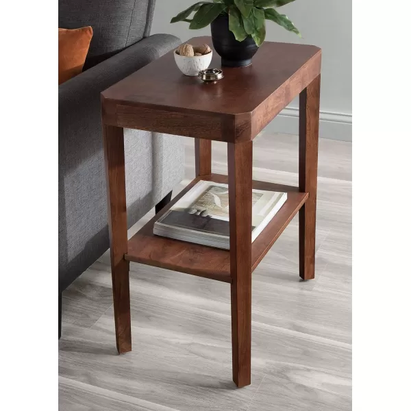Kate and Laurel Talcott Modern Rectangle Wood Side Table 22 x 14 x 26 Dark Brown Transitional Decorative TwoTier End Table for Use as a Bedroom Nightstand or Living Room AccentWalnut Brown