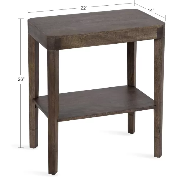 Kate and Laurel Talcott Modern Rectangle Wood Side Table 22 x 14 x 26 Dark Brown Transitional Decorative TwoTier End Table for Use as a Bedroom Nightstand or Living Room AccentGrey