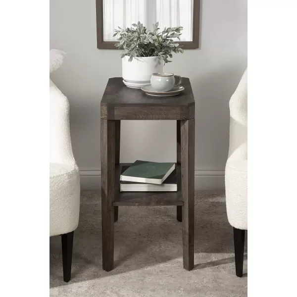 Kate and Laurel Talcott Modern Rectangle Wood Side Table 22 x 14 x 26 Dark Brown Transitional Decorative TwoTier End Table for Use as a Bedroom Nightstand or Living Room AccentGrey