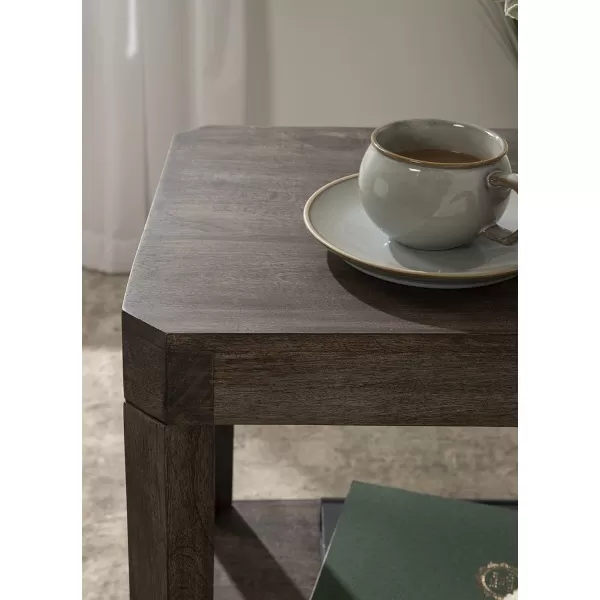 Kate and Laurel Talcott Modern Rectangle Wood Side Table 22 x 14 x 26 Dark Brown Transitional Decorative TwoTier End Table for Use as a Bedroom Nightstand or Living Room AccentGrey