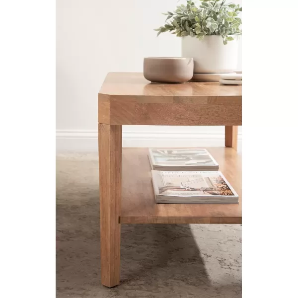 Kate and Laurel Talcott Modern Tiered Rectangle Coffee Table 36 x 20 x 18 Black Transitional TwoTier Rectangular Living Room Table with Storage for Use as Ottoman Coffee TableNatural