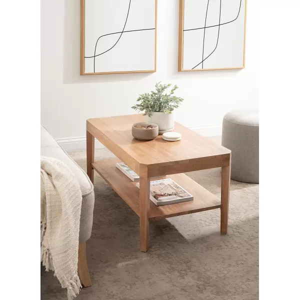 Kate and Laurel Talcott Modern Tiered Rectangle Coffee Table 36 x 20 x 18 Black Transitional TwoTier Rectangular Living Room Table with Storage for Use as Ottoman Coffee TableNatural