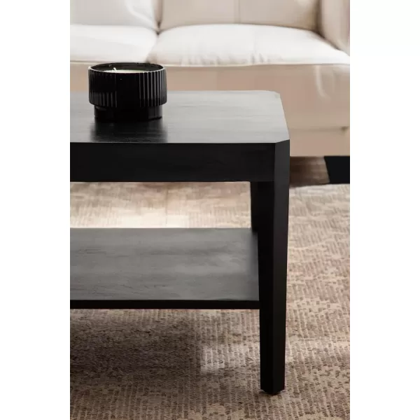 Kate and Laurel Talcott Modern Tiered Rectangle Coffee Table 36 x 20 x 18 Black Transitional TwoTier Rectangular Living Room Table with Storage for Use as Ottoman Coffee TableBlack