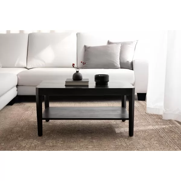 Kate and Laurel Talcott Modern Tiered Rectangle Coffee Table 36 x 20 x 18 Black Transitional TwoTier Rectangular Living Room Table with Storage for Use as Ottoman Coffee TableBlack