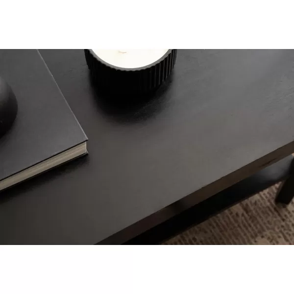 Kate and Laurel Talcott Modern Tiered Rectangle Coffee Table 36 x 20 x 18 Black Transitional TwoTier Rectangular Living Room Table with Storage for Use as Ottoman Coffee TableBlack