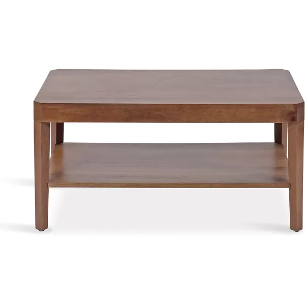 Kate and Laurel Talcott Modern Tiered Rectangle Coffee Table 36 x 20 x 18 Black Transitional TwoTier Rectangular Living Room Table with Storage for Use as Ottoman Coffee TableWalnut Brown