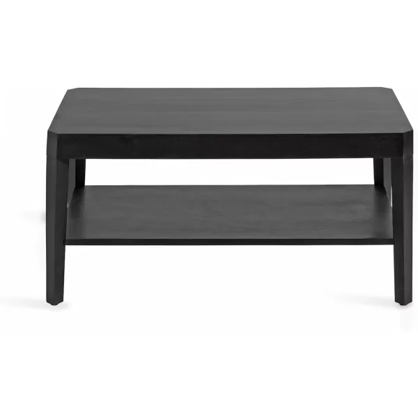 Kate and Laurel Talcott Modern Tiered Rectangle Coffee Table 36 x 20 x 18 Black Transitional TwoTier Rectangular Living Room Table with Storage for Use as Ottoman Coffee TableBlack
