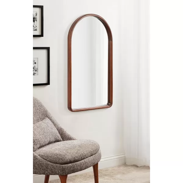 imageKate and Laurel Talma Boho Tall Arched Wall Mirror 20 x 36 Natural Modern Arch Mirror with Solid Poplar Wood Frame and Rounded Frame ProfileWalnut Brown