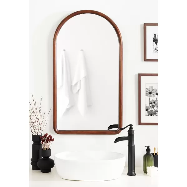 imageKate and Laurel Talma Boho Tall Arched Wall Mirror 20 x 36 Natural Modern Arch Mirror with Solid Poplar Wood Frame and Rounded Frame ProfileWalnut Brown