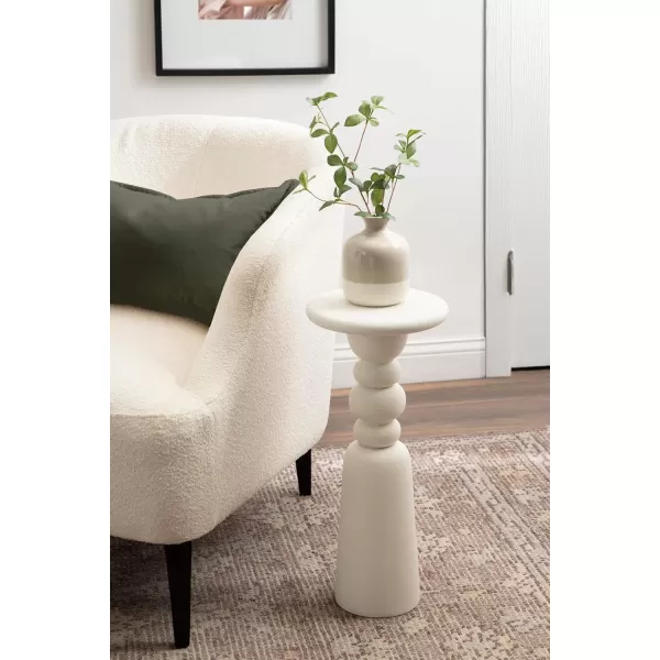 Kate and Laurel Tirollo Modern Round Drink Table 10 x 10 x 22 White Decorative Living Room Mini Table with Turned Base for Use as Indoor Plant Stand or Accent Pedestal TableWhite