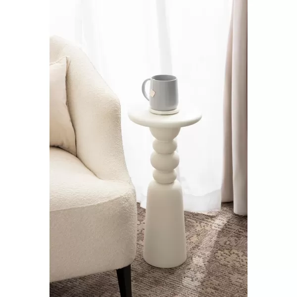 Kate and Laurel Tirollo Modern Round Drink Table 10 x 10 x 22 White Decorative Living Room Mini Table with Turned Base for Use as Indoor Plant Stand or Accent Pedestal TableWhite