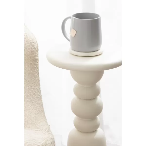 Kate and Laurel Tirollo Modern Round Drink Table 10 x 10 x 22 White Decorative Living Room Mini Table with Turned Base for Use as Indoor Plant Stand or Accent Pedestal TableWhite