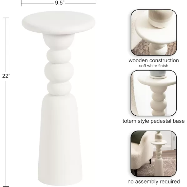Kate and Laurel Tirollo Modern Round Drink Table 10 x 10 x 22 White Decorative Living Room Mini Table with Turned Base for Use as Indoor Plant Stand or Accent Pedestal TableWhite