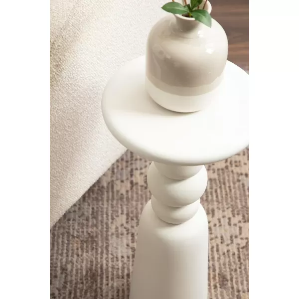 Kate and Laurel Tirollo Modern Round Drink Table 10 x 10 x 22 White Decorative Living Room Mini Table with Turned Base for Use as Indoor Plant Stand or Accent Pedestal TableWhite
