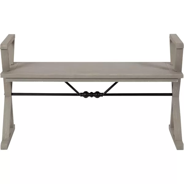 Kate and Laurel Travere Wood Bench Rustic Gray Finish with Black Metal Support BarGrey