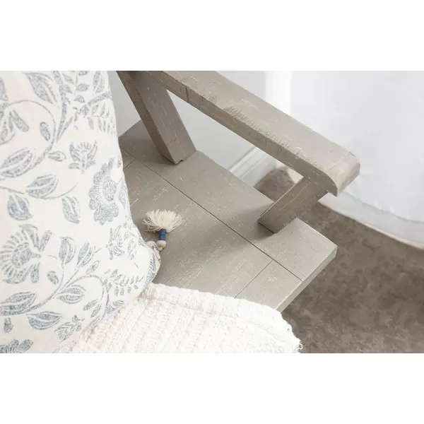 Kate and Laurel Travere Wood Bench Rustic Gray Finish with Black Metal Support BarGrey