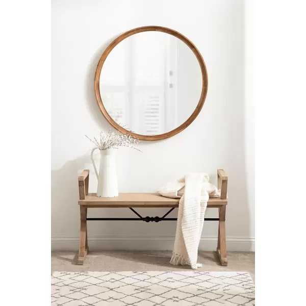 Kate and Laurel Travere Wood Bench Rustic Gray Finish with Black Metal Support BarRustic Brown