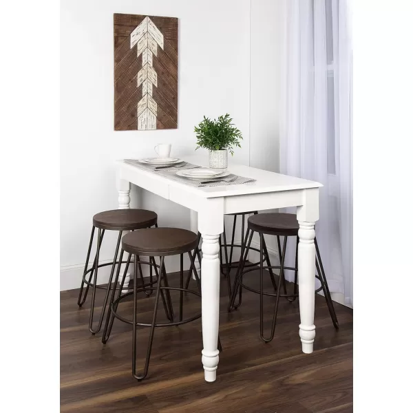 Kate and Laurel Tully Backless Modern Wood and Metal 24quot Counter Height Bar Stools Set of 4 Gray with Wood SeatGrey