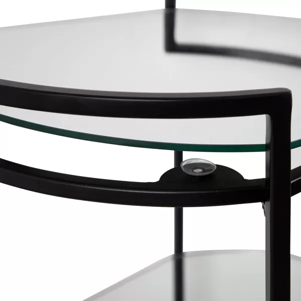 Kate and Laurel Vasseur Modern Bar Cart 19 x 15 x 30 Silver Glam 3Tier Mirrored Glass Rolling Cart with Storage Shelves for Serving Storage and DisplayBlack