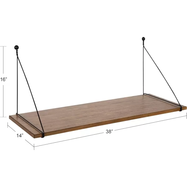 Kate and Laurel Vista Farmhouse Wall Mounted Desk 38 x 14 x 16 Rustic Brown Industrial Hanging Desk for Office and SchoolRustic Brown