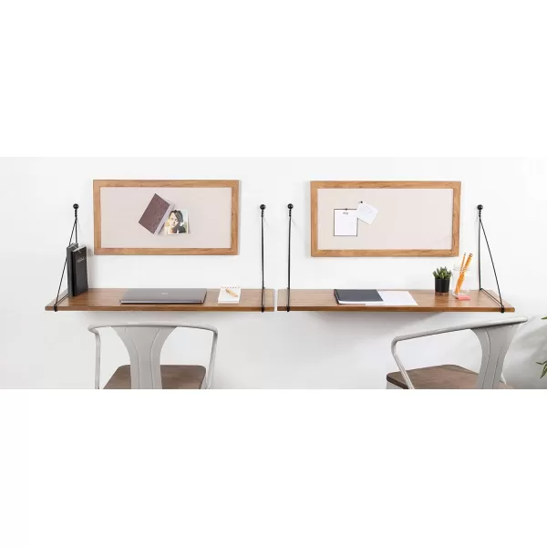 Kate and Laurel Vista Farmhouse Wall Mounted Desk 38 x 14 x 16 Rustic Brown Industrial Hanging Desk for Office and SchoolRustic Brown