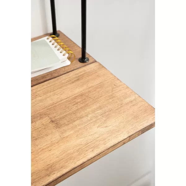 Kate and Laurel Walters Modern Farmhouse Wood and Metal Floating Desk 31 x 30 x 14 Rustic Brown and Black Functional Mounted Wall Desk with Folding DropLeaf Desktop Design
